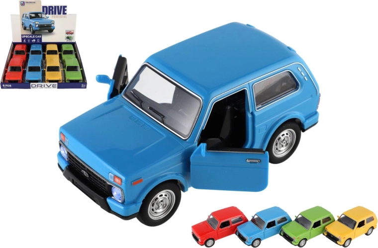 Plastbil med friktionsmotor med lyd og lys 15 cm (assorterede farver)