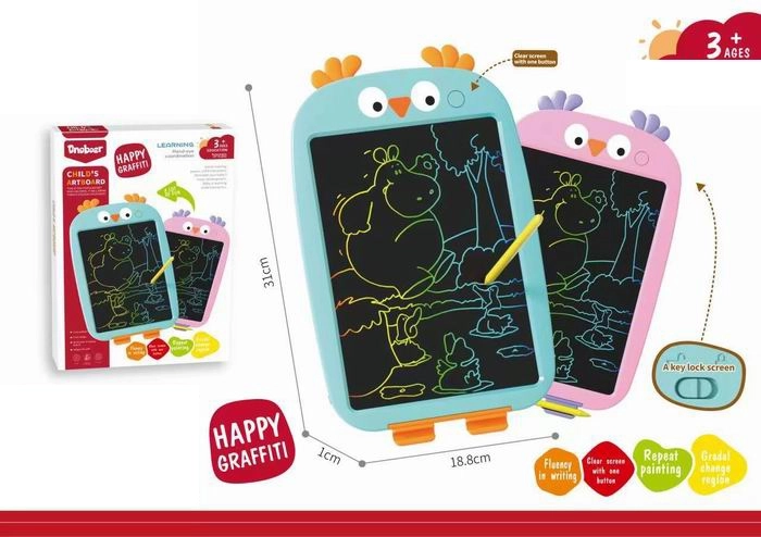 LCD-skrivetavle Ugle lyserød