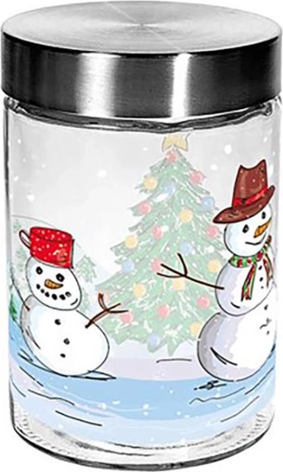 Glaskrukke til småkager TORO 1100 ml med snemandsmotiv