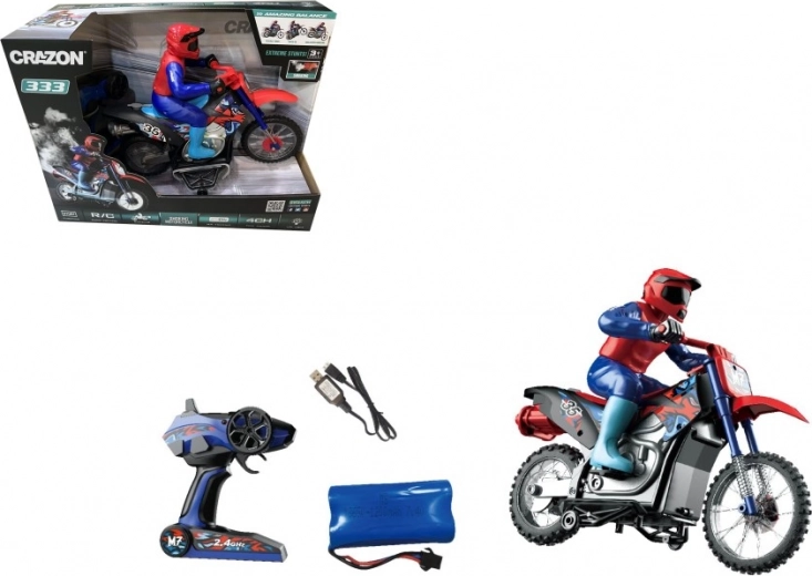 Stunt RC motorcykel 1:10 rød med røg- og lyseffekter