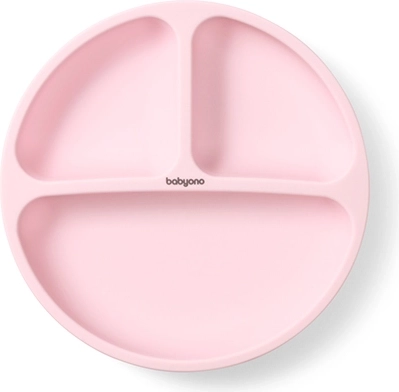 Silikonetallerken med sugekop Babyono rosa 6 m+