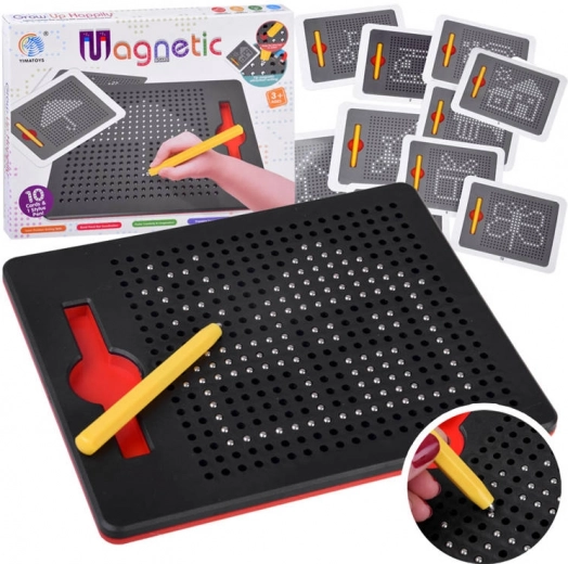 Magnetisk tegnetavle med metalperler og skabeloner