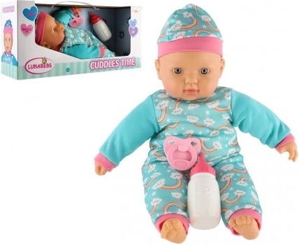 Babydukke 40 cm med blødt krop, sutteflaske og sut