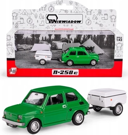 Fiat 126p med Niewiadów N250C campingvogn, grøn (1:43)