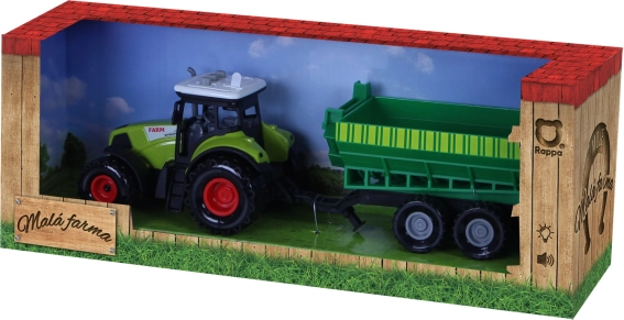 Plasttraktor med lyd og lys med aftagelig trailer – Min lille gård