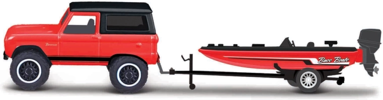 Maisto Design Tow & Go – 1966 Ford Bronco med trailer og motorbåd 1:64