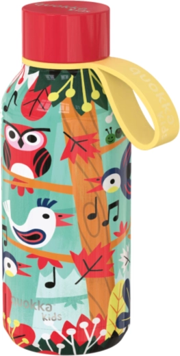 Rustfri termoflaske Quokka Kids Solid Birds med strop 330 ml