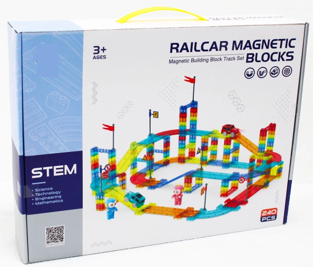 Magnetisk racerbane med 240 dele og elektrisk minibil