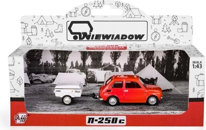 Fiat 126p med Niewiadów-trailer (kort version) rød model