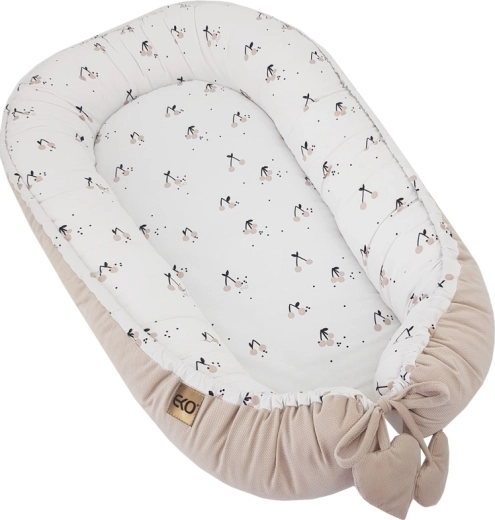 EKO babynest i bomuld med velvet Cherry 90 × 60 cm