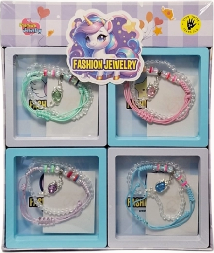 Sæt dekorative armbånd med perler og vedhæng – 1 stk.