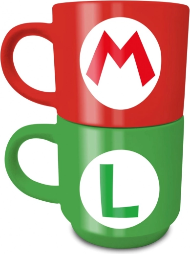 Sæt med keramiske krus Super Mario Mario og Luigi