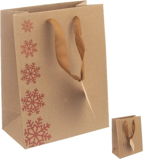 Gavepapirspose med snemand – mix 26 × 12,5 × 32 cm
