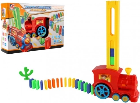 Bygge-domino-tog med lyd- og lyseffekter