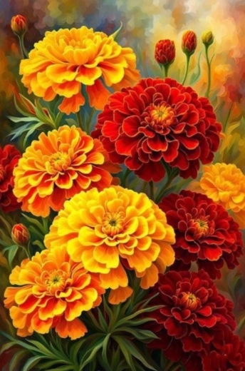 Maling efter tal – blomster 40 × 50 cm på lærred