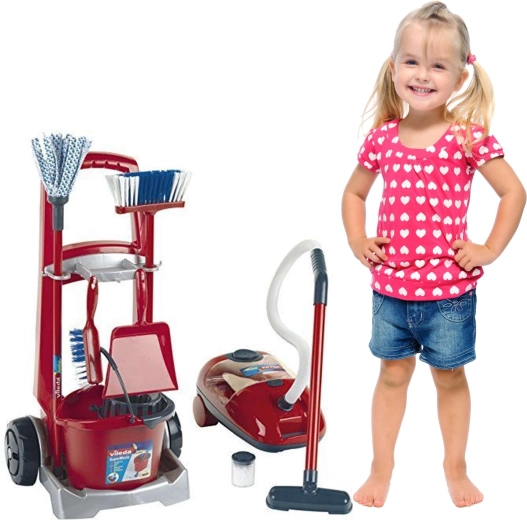 Realistisk legetøjsstøvsuger med lyd og granulat