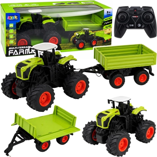 Fjernstyret traktor med tiptrailer 1:16