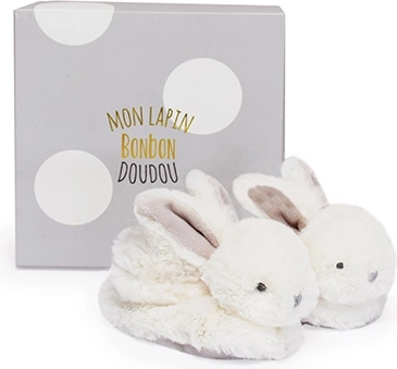 Doudou sæt af kanin bootees med rasler beige