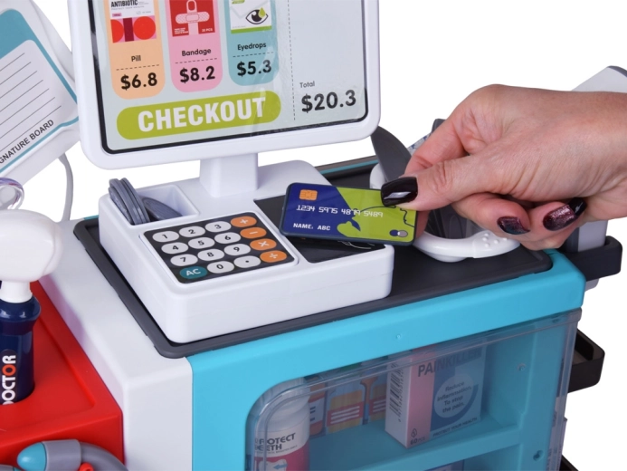 Interaktivt kasseapparat med terminal