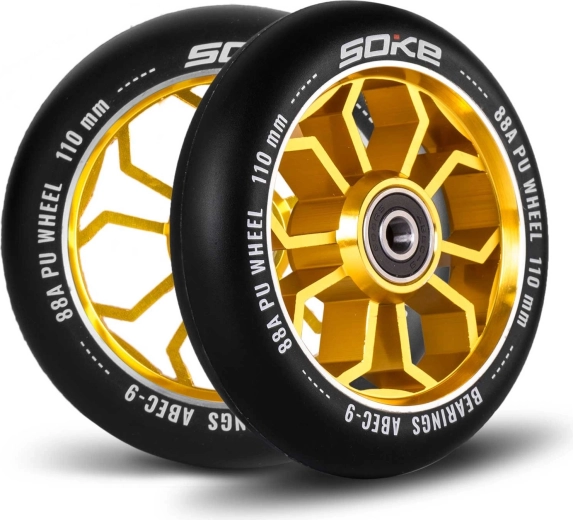 Soke hjul til løbehjul 110 mm guld 2 stk.