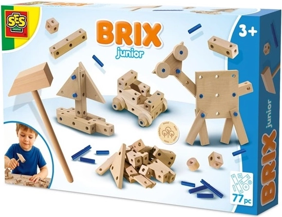 SES Brix junior trækonstruktionsbyggesæt med hammer