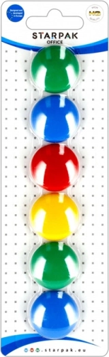 Farvede runde magneter til tavle og køleskab 2,9 cm (6 stk.)