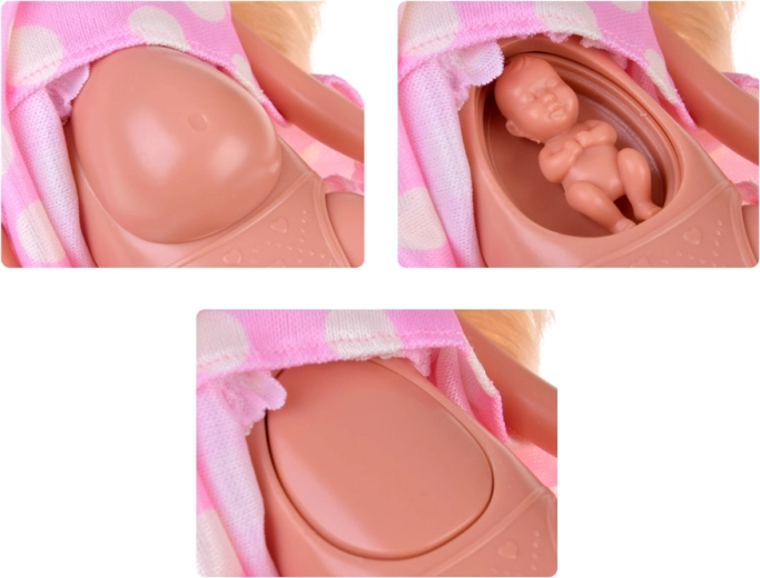 Mor med åbent mavepanel