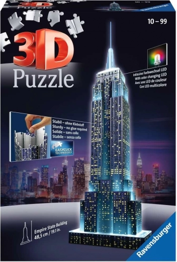 RAVENSBURGER lysende 3D-puslespil Empire State Building – nat-udgave, 216 brikker