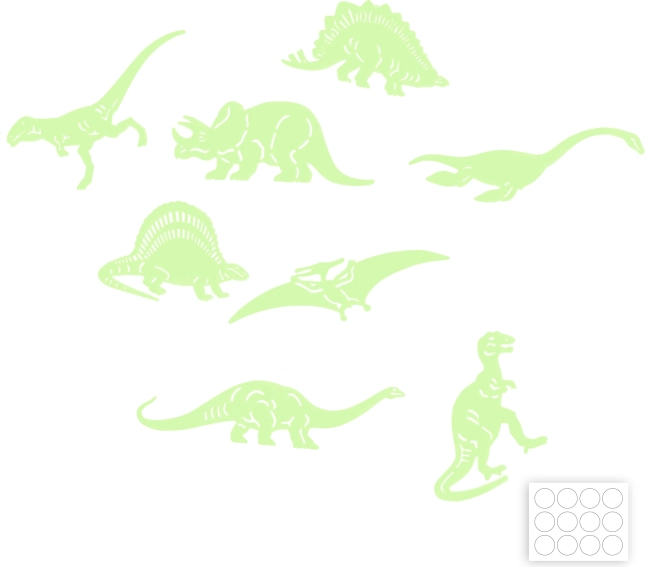 Dinosaurformer lyser i mørke
