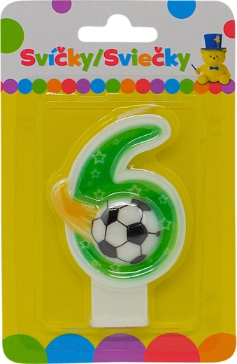 Fødselsdagslys tal 6 med bold – pastel