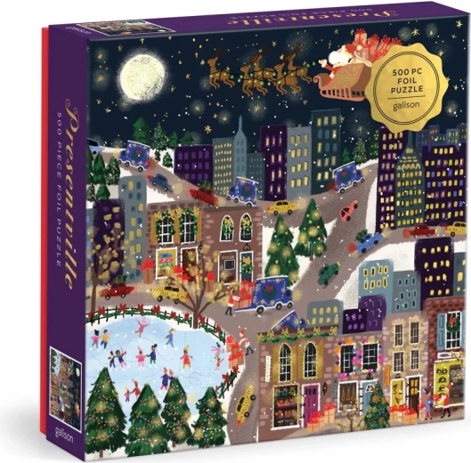 Galison foliepuzzle Joy Laforme Julebyen Presentville med 500 brikker