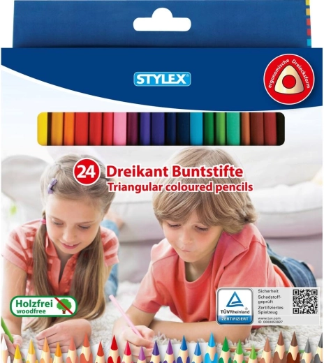 Stylex trekantede farveblyanter 24 stk.