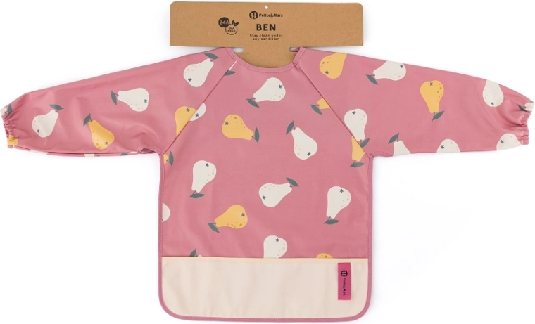 Petite&Mars hagesmæk med lange ærmer Ben pink pears
