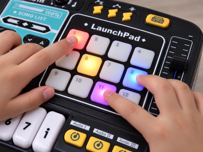 12 lysende LaunchPad-pads