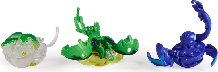 Tre transformerende Bakugan-figurer