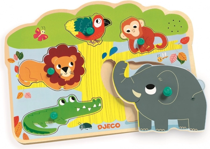 Indsættelsespuslespil Jungle Dyr med lyde Djeco