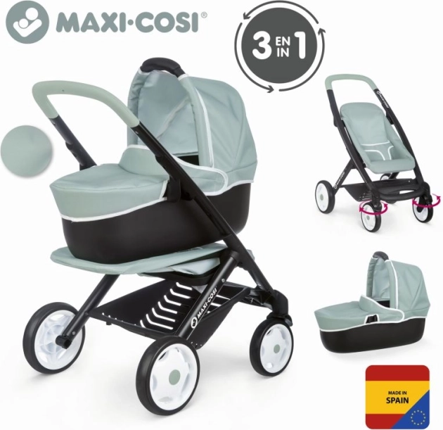 Kombivogn til dukker MAXI-COSI 3-i-1 turkisgrå