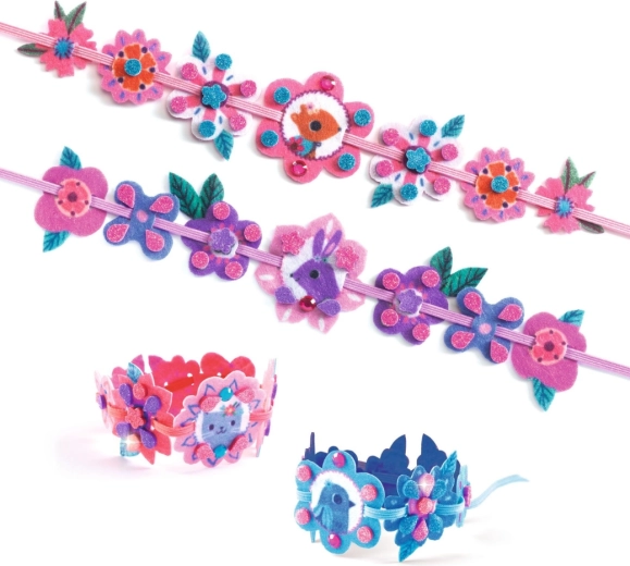 Bløde filtpynteelementer og farverige motiver