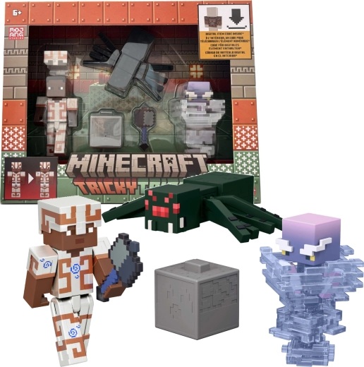 Mattel Minecraft Tricky Trials-sæt med 3 figurer og tilbehør med digital kode