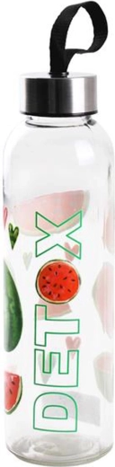 Glasflaske til vand Detox 0,5 l med frugtmotiv