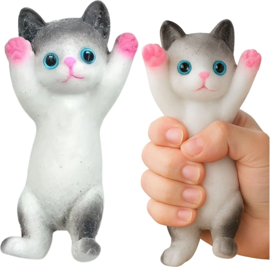 Sensorisk antistress klem-kat, hvid og grå, 13 × 6,5 cm