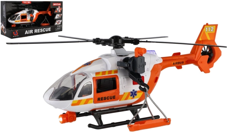 Batteridrevet redningshelikopter med lys, lyd og spil 32 cm
