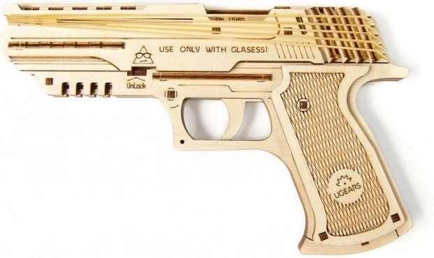 træ 3D-puslespil ugears pistol wolf-01