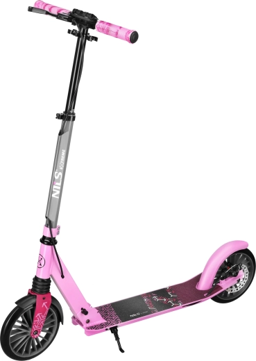 Sammenklappelig løbehjul NILS Extreme Lumia pink 200 mm med affjedring og skivebremse