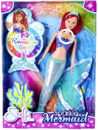 dukke Steffi Havfrue Sparkle med regnbuefarvet lysende finne
