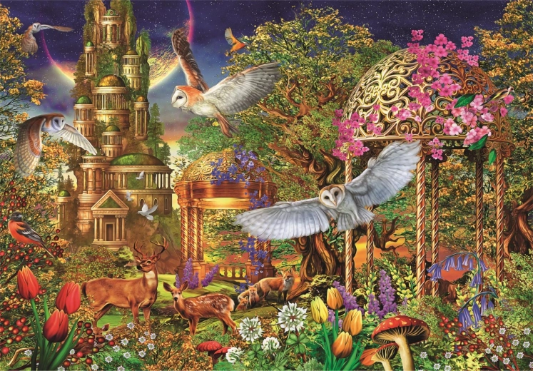 Puslespil 1500 brikker Woodland fantasy garden
