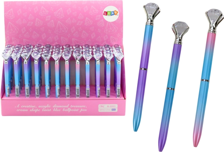 Kuglepen med diamant, blå blæk 0,7 mm, farvemix
