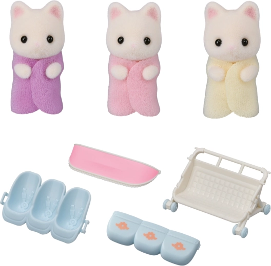 Sylvanian Families Blomsterkatte-trillinger med barnevogn
