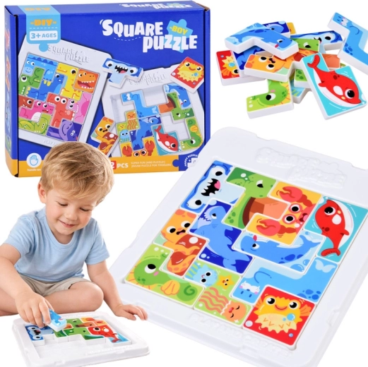 Tetris-logisk puslespil – havdyr, 12 brikker
