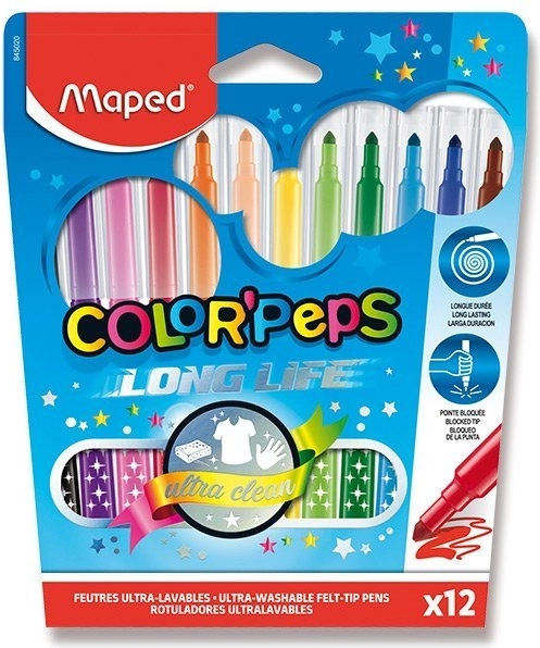 Farvetuscher Maped Color'Peps Long Life, 12 stk.
